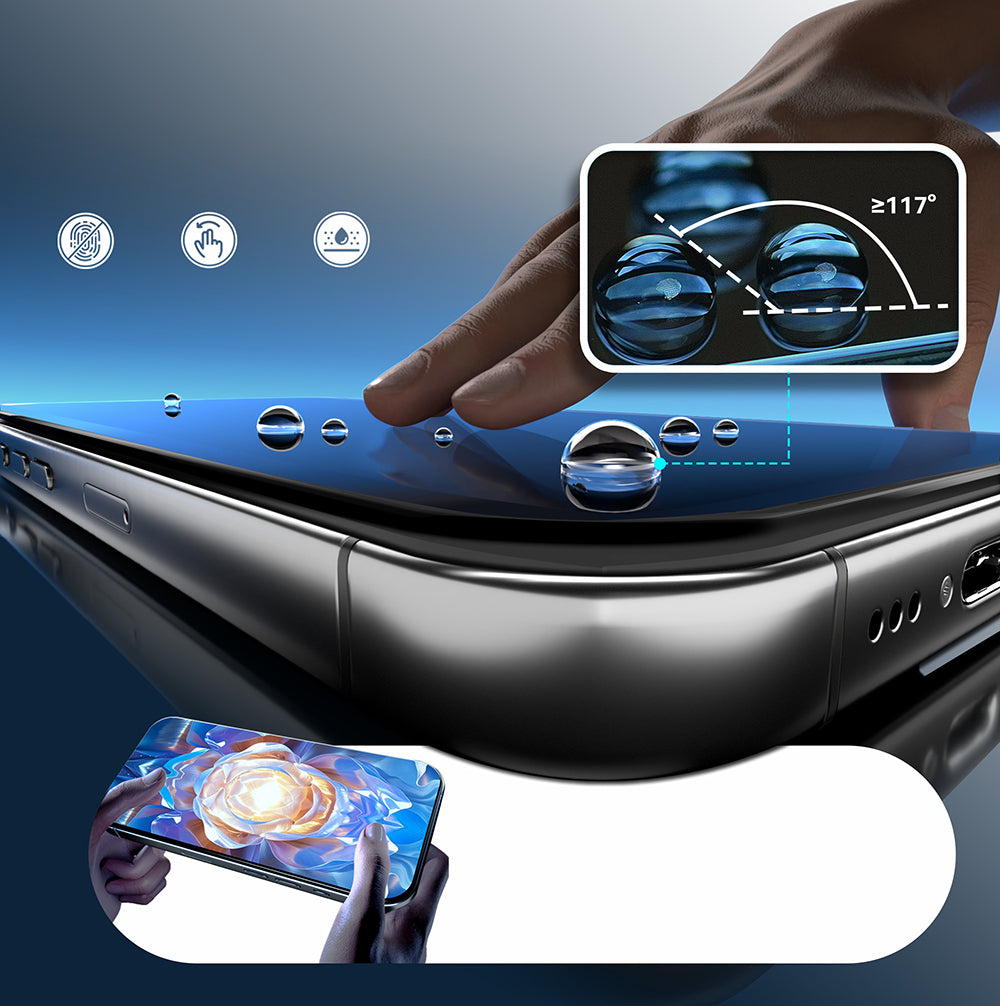 iPhone 15 Pro Max Mohseven Safir Coating 3D Glue Privacy Hayalet Temperli Cam Ekran Koruyucu