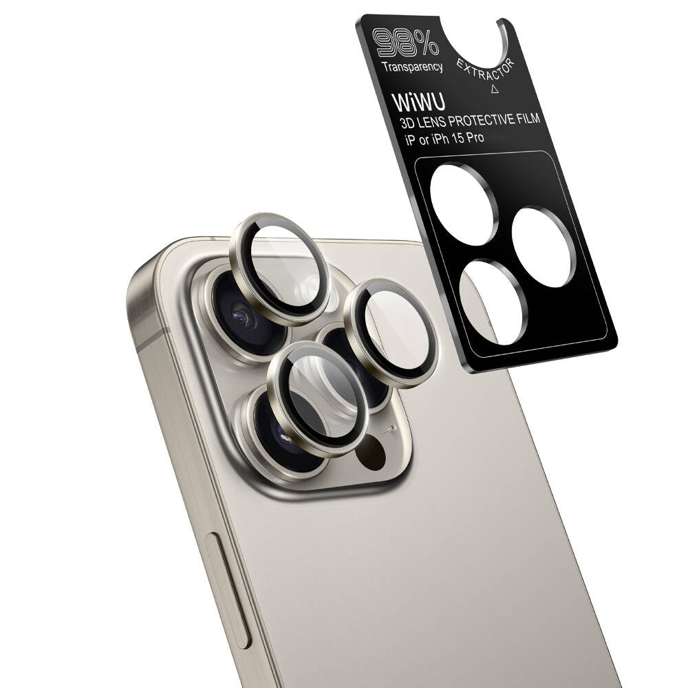 Apple iPhone 15 Pro Max Wiwu LG-004 PVD Lens Guard Metal Kamera Lens Koruyucu Siyah