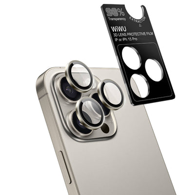 Apple iPhone 15 Pro Max Wiwu LG-004 PVD Lens Guard Metal Kamera Lens Koruyucu Siyah