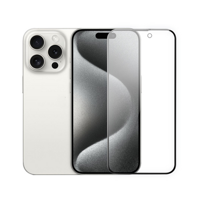 Apple iPhone 15 Pro Max Wiwu Wi-IP002 2in1 Temperli Cam Ahize Toz Önleyici Ekran Koruyucu ve Kamera Lens Koruyucu Set Siyah