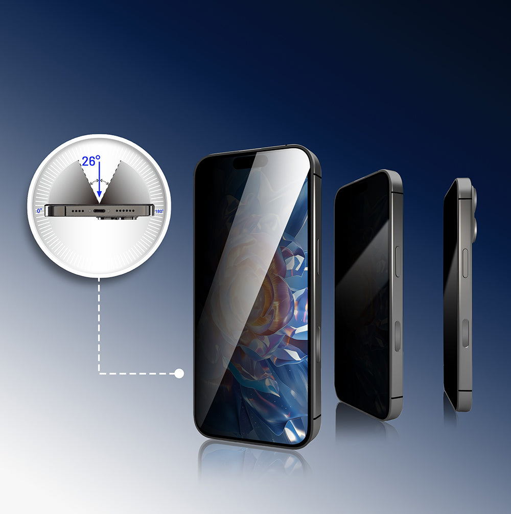 iPhone 15 Pro Mohseven Safir Coating 3D Glue Privacy Hayalet Temperli Cam Ekran Koruyucu