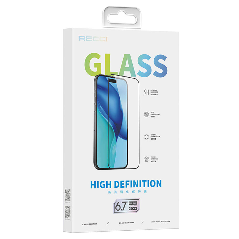 iPhone 15 Pro Recci RSP-A21HD Full Transparan Temperli Cam Ekran Koruyucu