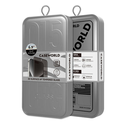 iPhone 16 CaseWorld 0.25mm Privacy 3D Temperli Cam Ekran Koruyucu + Uygulama Aparatlı