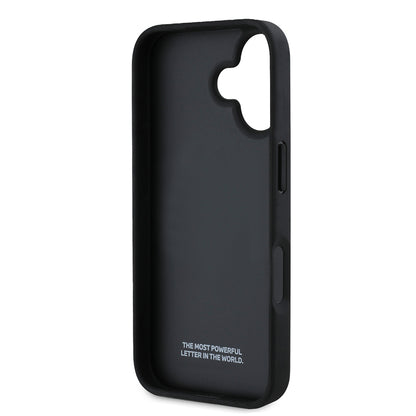 iPhone 16 Kılıf BMW Orjinal Lisanslı Karbon Fiber Tasarımlı ve Metal Logolu PU Deri Kılıf