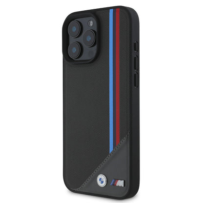 iPhone 16 Kılıf BMW Orjinal Lisanslı M-safe Şarj Özellikli M Logolu Üç Çizgili Dikiş Detaylı Meshed Tricolor Stripes Kılıf