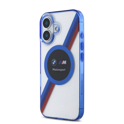 iPhone 16 Kılıf BMW Orjinal Lisanslı M-safe Şarj Özellikli M Logolu Üç Renk Çizgili Motorsport Circle Kılıf