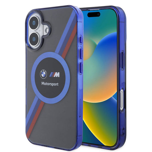 iPhone 16 Kılıf BMW Orjinal Lisanslı M Logolu Üç Renk Çizgili Motorsport Circle Kılıf