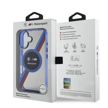 iPhone 16 Kılıf BMW Orjinal Lisanslı M Logolu Üç Renk Çizgili Motorsport Circle Kılıf