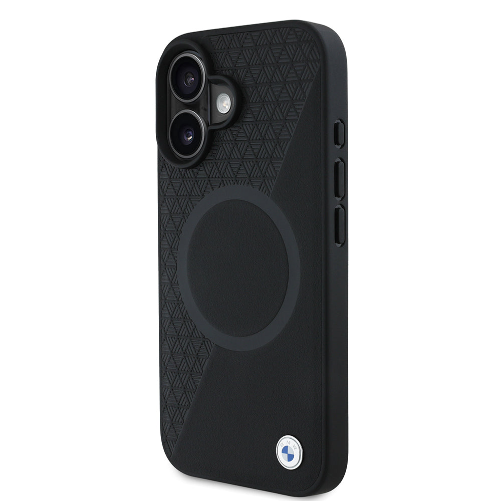 iPhone 16 Kılıf BMW Orjinal Lisanslı M-safe Şarj Özellikli Metal Logolu Yarım Dokulu Circle Deri Kılıf