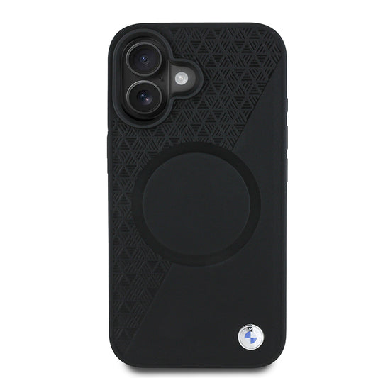 iPhone 16 Kılıf BMW Orjinal Lisanslı M-safe Şarj Özellikli Metal Logolu Yarım Dokulu Circle Deri Kılıf