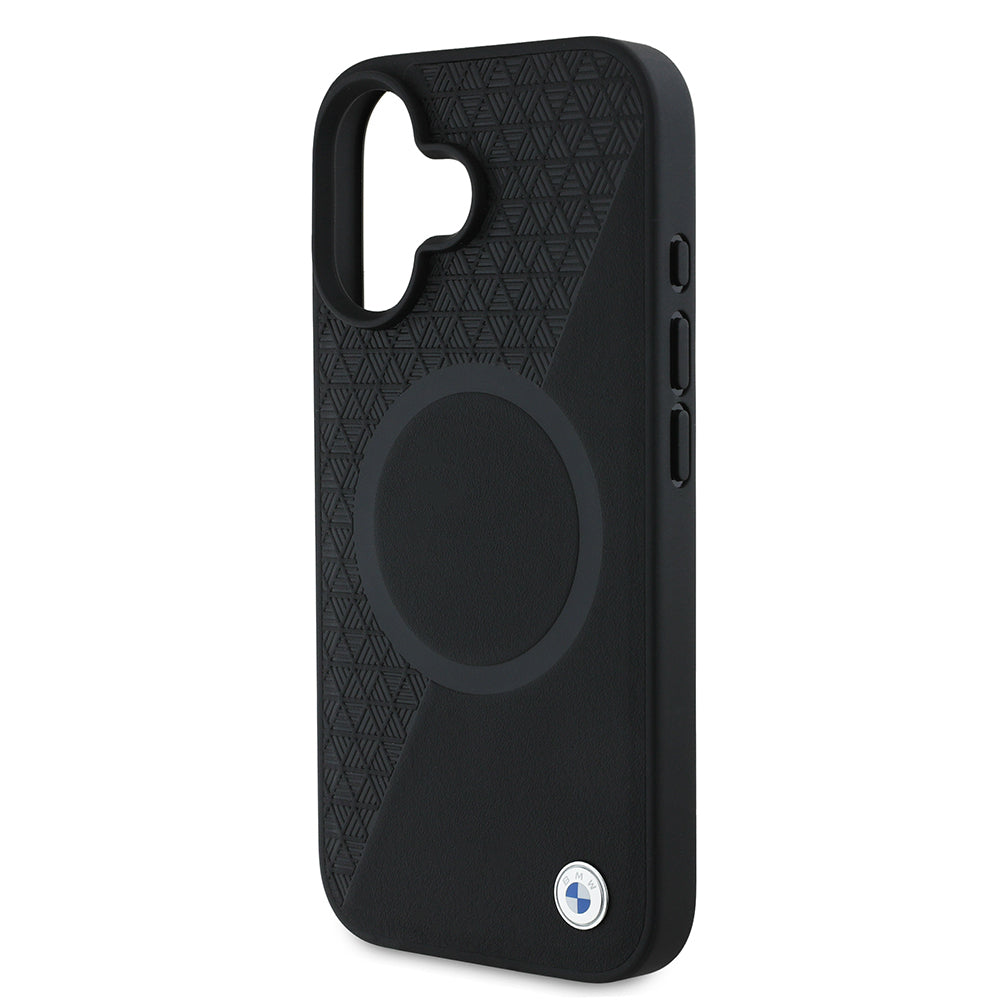 iPhone 16 Kılıf BMW Orjinal Lisanslı M-safe Şarj Özellikli Metal Logolu Yarım Dokulu Circle Deri Kılıf