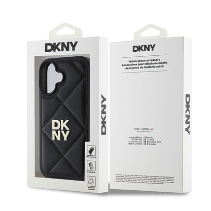iPhone 16 Kılıf DKNY Orjinal Lisanslı Kapitone Tasarımlı Metal Logolu Deri Kılıf