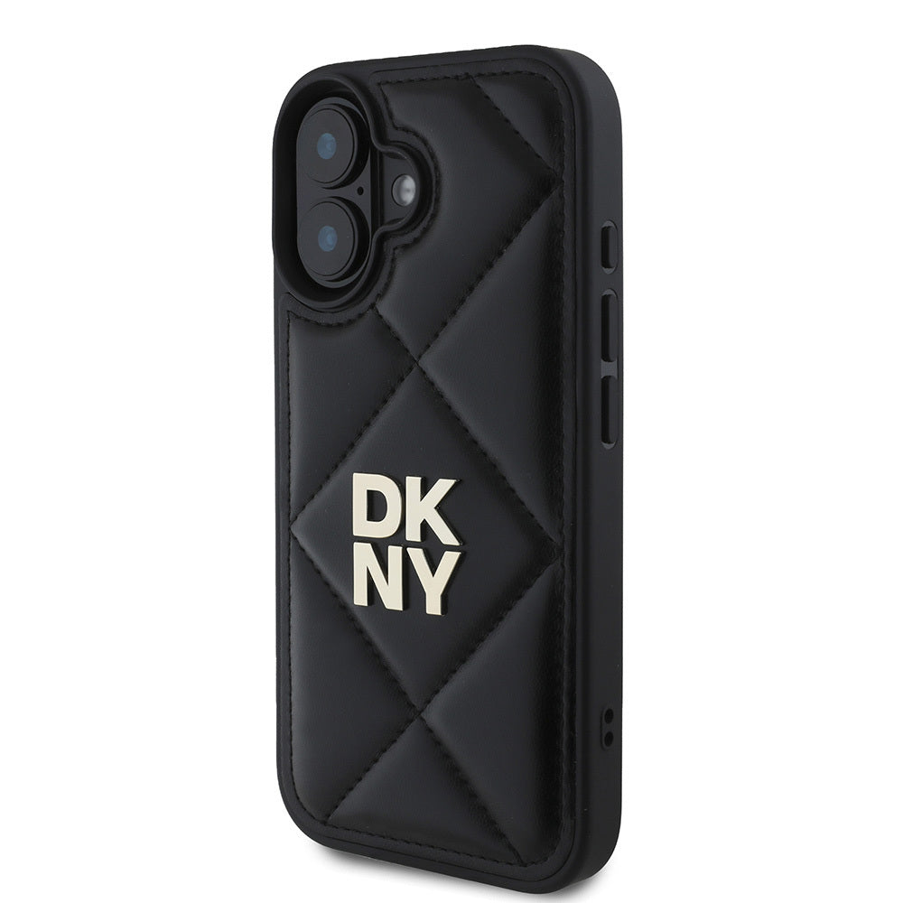 iPhone 16 Kılıf DKNY Orjinal Lisanslı Kapitone Tasarımlı Metal Logolu Deri Kılıf