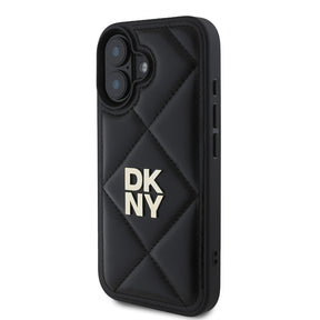 Apple iPhone 16 Kılıf DKNY Orjinal Lisanslı Kapitone Tasarımlı Metal Logolu Deri Kapak