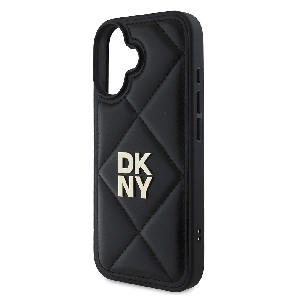 Apple iPhone 16 Kılıf DKNY Orjinal Lisanslı Kapitone Tasarımlı Metal Logolu Deri Kapak