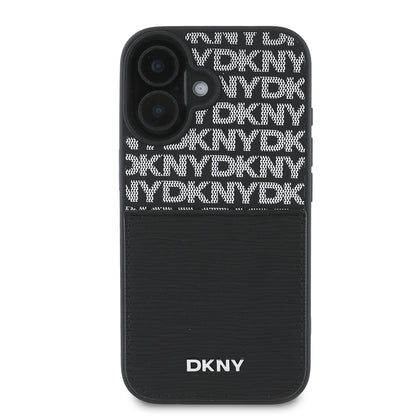 iPhone 16 Kılıf DKNY Orjinal Lisanslı Kartlıklı 3D Yazılı Repeat Texture Pattern Kılıf