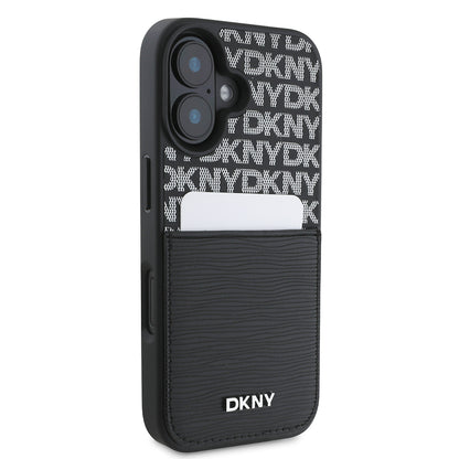 iPhone 16 Kılıf DKNY Orjinal Lisanslı Kartlıklı 3D Yazılı Repeat Texture Pattern Kılıf