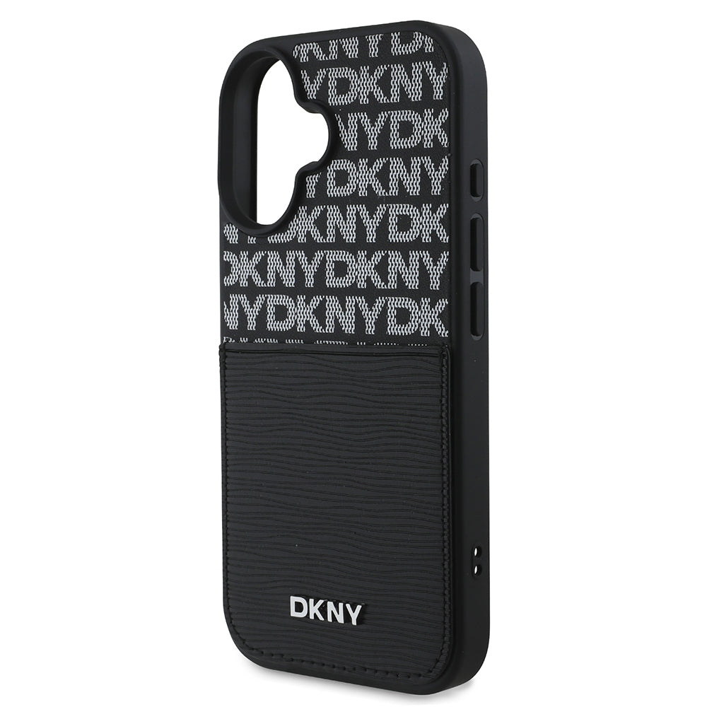 iPhone 16 Kılıf DKNY Orjinal Lisanslı Kartlıklı 3D Yazılı Repeat Texture Pattern Kılıf