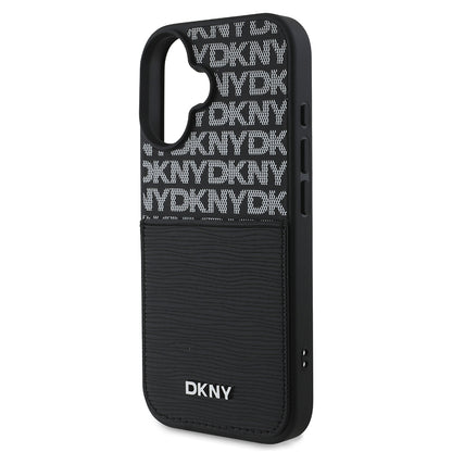 iPhone 16 Kılıf DKNY Orjinal Lisanslı Kartlıklı 3D Yazılı Repeat Texture Pattern Kılıf