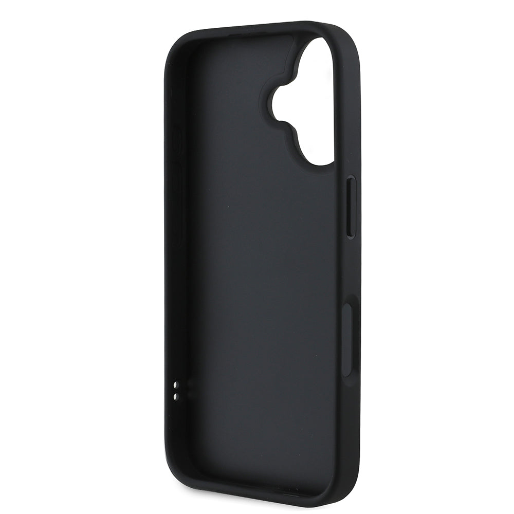 Apple iPhone 16 Kılıf DKNY Orjinal Lisanslı Kartlıklı 3D Yazılı Repeat Texture Pattern Kapak Siyah