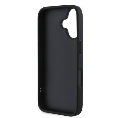 Apple iPhone 16 Kılıf DKNY Orjinal Lisanslı Kartlıklı 3D Yazılı Repeat Texture Pattern Kapak Siyah