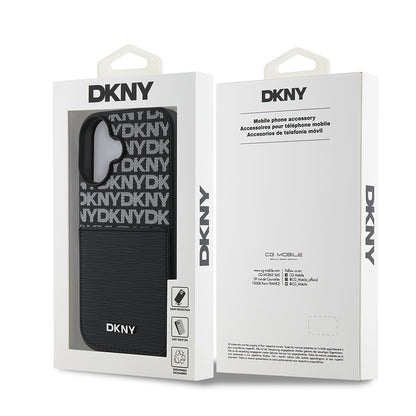 iPhone 16 Kılıf DKNY Orjinal Lisanslı Kartlıklı 3D Yazılı Repeat Texture Pattern Kılıf
