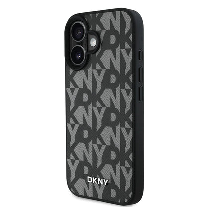 iPhone 16 Kılıf DKNY Orjinal Lisanslı M-safe Şarj Özellikli 3D Yazılı Grid Pattern Kılıf