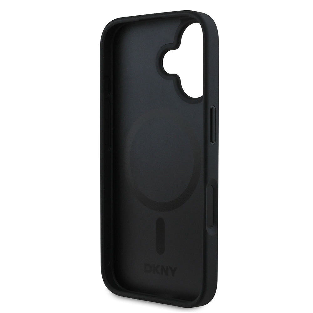 iPhone 16 Kılıf DKNY Orjinal Lisanslı M-safe Şarj Özellikli 3D Yazılı Grid Pattern Kılıf