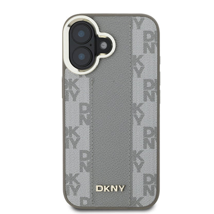 iPhone 16 Kılıf DKNY Orjinal Lisanslı M-safe Şarj Özellikli 3D Yazılı Checkered Pattern Kılıf