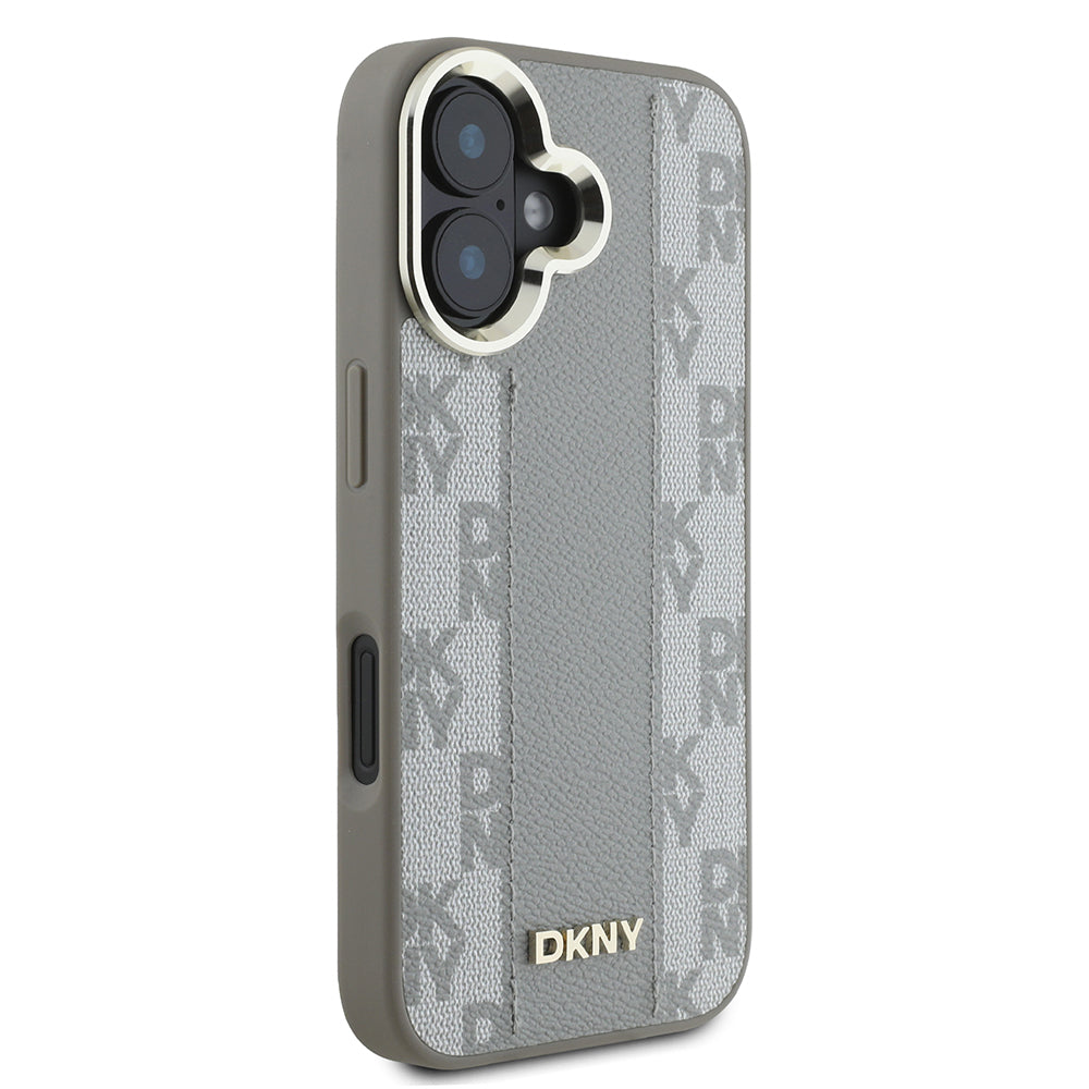 iPhone 16 Kılıf DKNY Orjinal Lisanslı M-safe Şarj Özellikli 3D Yazılı Checkered Pattern Kılıf