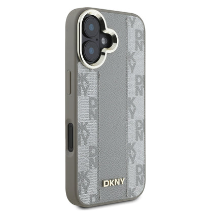 iPhone 16 Kılıf DKNY Orjinal Lisanslı M-safe Şarj Özellikli 3D Yazılı Checkered Pattern Kılıf