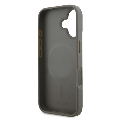 Apple iPhone 16 Kılıf DKNY Orjinal Lisanslı Magsafe Şarj Özellikli 3D Yazılı Checkered Pattern Kapak Siyah