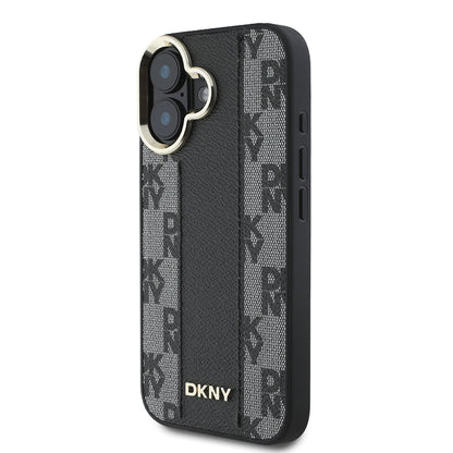iPhone 16 Kılıf DKNY Orjinal Lisanslı M-safe Şarj Özellikli 3D Yazılı Checkered Pattern Kılıf