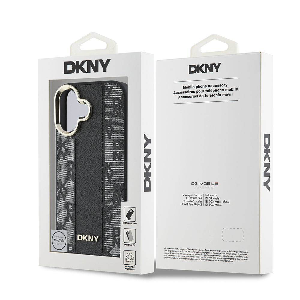 iPhone 16 Kılıf DKNY Orjinal Lisanslı M-safe Şarj Özellikli 3D Yazılı Checkered Pattern Kılıf