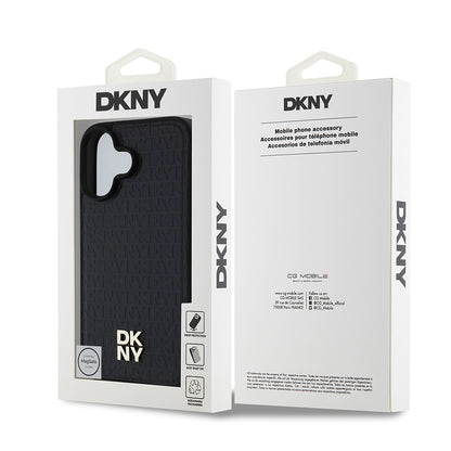 iPhone 16 Kılıf DKNY Orjinal Lisanslı M-safe Şarj Özellikli 3D Yazılı Repeat Pattern Kılıf