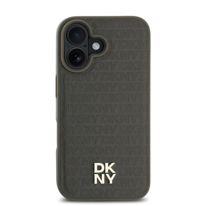 iPhone 16 Kılıf DKNY Orjinal Lisanslı M-safe Şarj Özellikli 3D Yazılı Repeat Pattern Kılıf