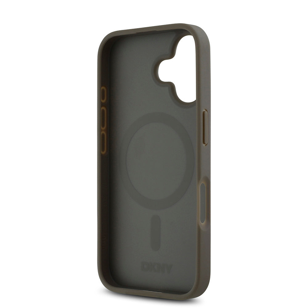 iPhone 16 Kılıf DKNY Orjinal Lisanslı M-safe Şarj Özellikli 3D Yazılı Repeat Pattern Kılıf