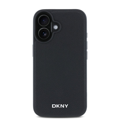 iPhone 16 Kılıf DKNY Orjinal Lisanslı M-safe Şarj Özellikli Metal Logolu PU Deri Grained Kılıf