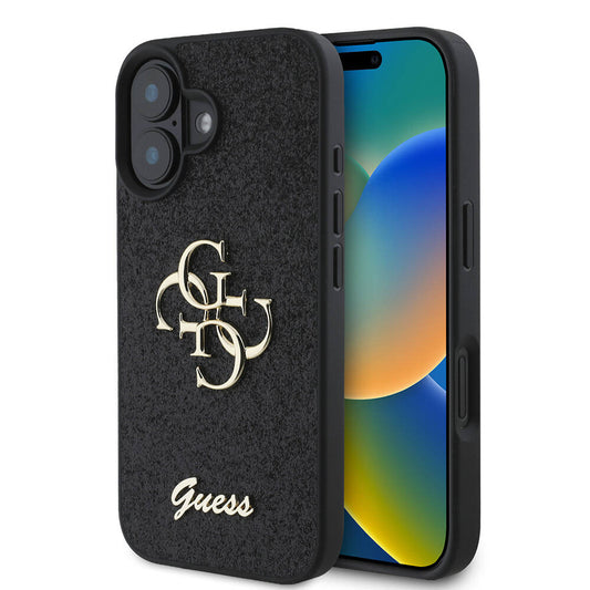 iPhone 16 Kılıf Guess Orjinal Lisanslı 4G Büyük Metal Logolu Glitter Kılıf