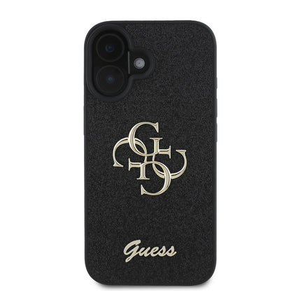 iPhone 16 Kılıf Guess Orjinal Lisanslı 4G Büyük Metal Logolu Glitter Kılıf