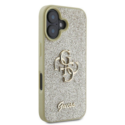 iPhone 16 Kılıf Guess Orjinal Lisanslı 4G Büyük Metal Logolu Glitter Kılıf