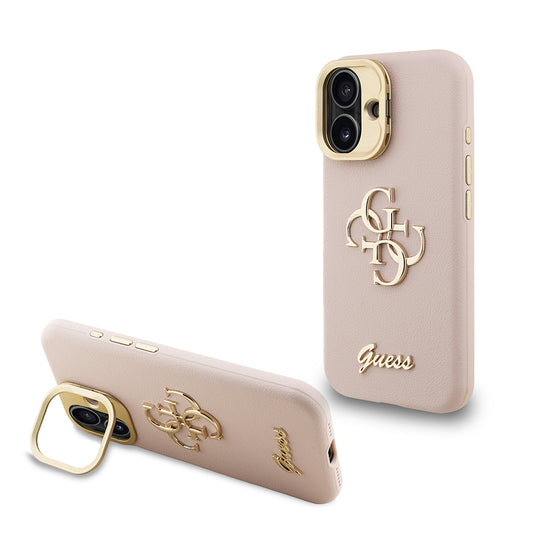iPhone 16 Kılıf Guess Orjinal Lisanslı Grained Yazı Logolu Kamera Standlı Kılıf