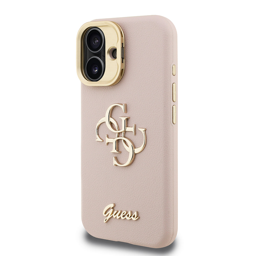 iPhone 16 Kılıf Guess Orjinal Lisanslı Grained Yazı Logolu Kamera Standlı Kılıf