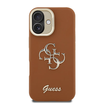 iPhone 16 Kılıf Guess Orjinal Lisanslı Grained Yazı Logolu Kamera Standlı Kılıf