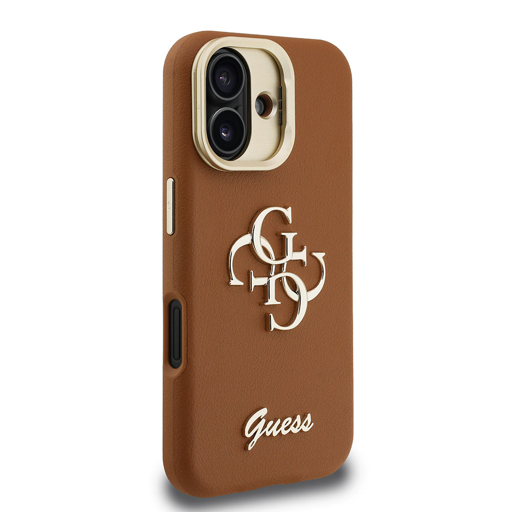 iPhone 16 Kılıf Guess Orjinal Lisanslı Grained Yazı Logolu Kamera Standlı Kılıf