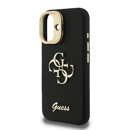 iPhone 16 Kılıf Guess Orjinal Lisanslı Grained Yazı Logolu Kamera Standlı Kılıf