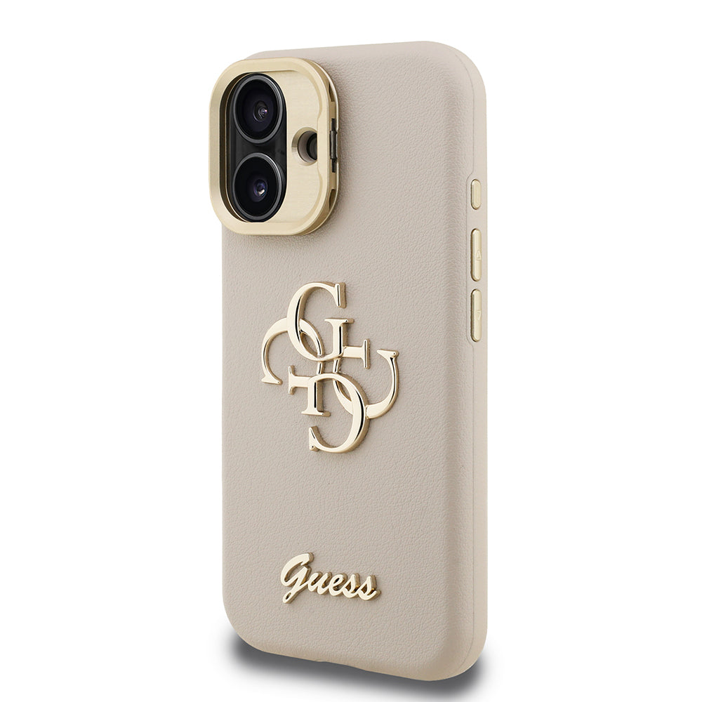 iPhone 16 Kılıf Guess Orjinal Lisanslı Grained Yazı Logolu Kamera Standlı Kılıf
