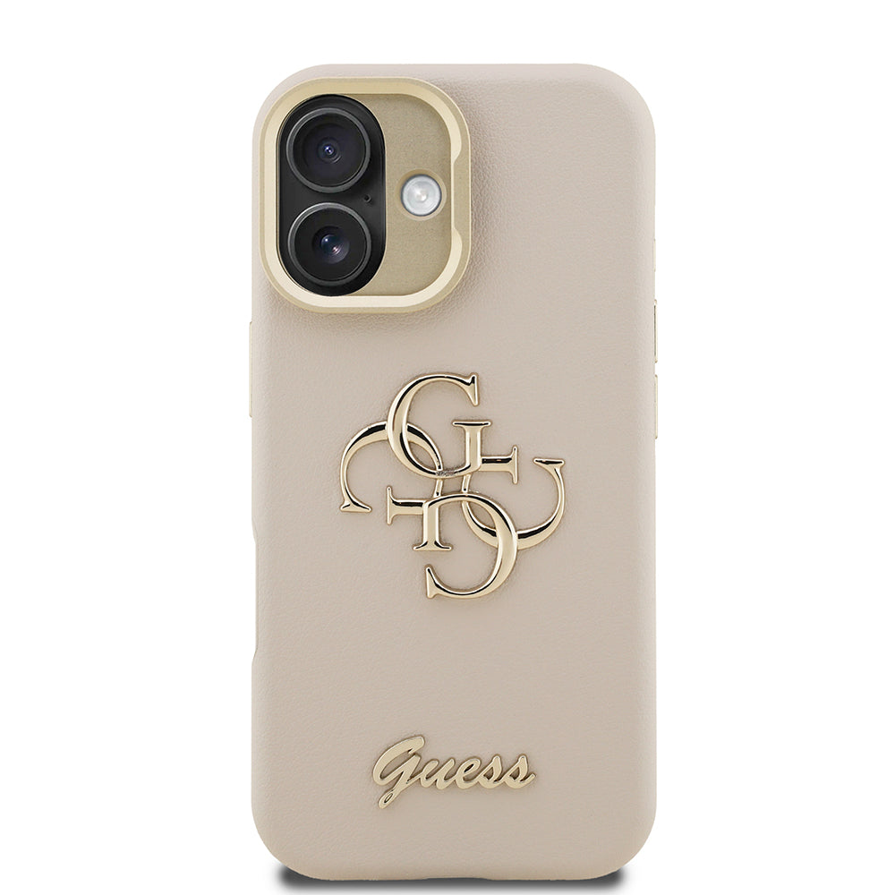 iPhone 16 Kılıf Guess Orjinal Lisanslı Grained Yazı Logolu Kamera Standlı Kılıf