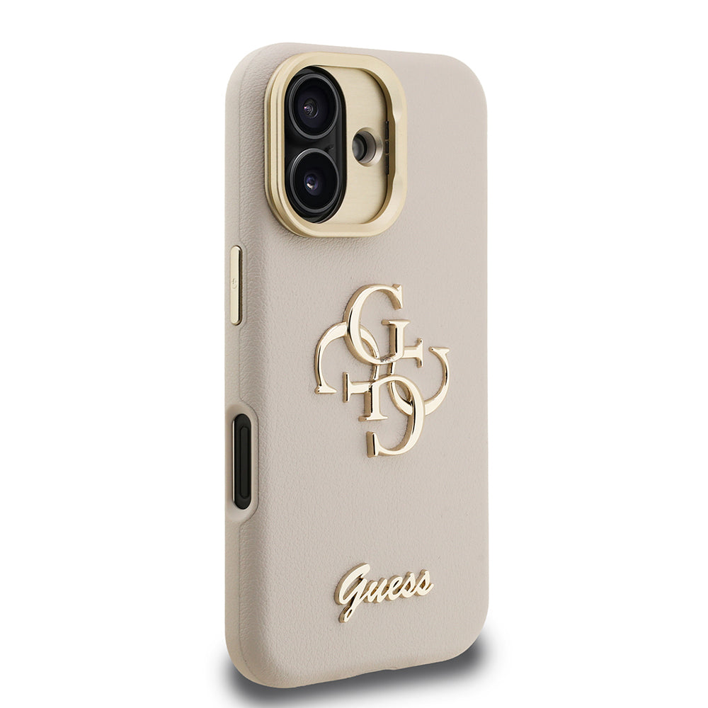 iPhone 16 Kılıf Guess Orjinal Lisanslı Grained Yazı Logolu Kamera Standlı Kılıf