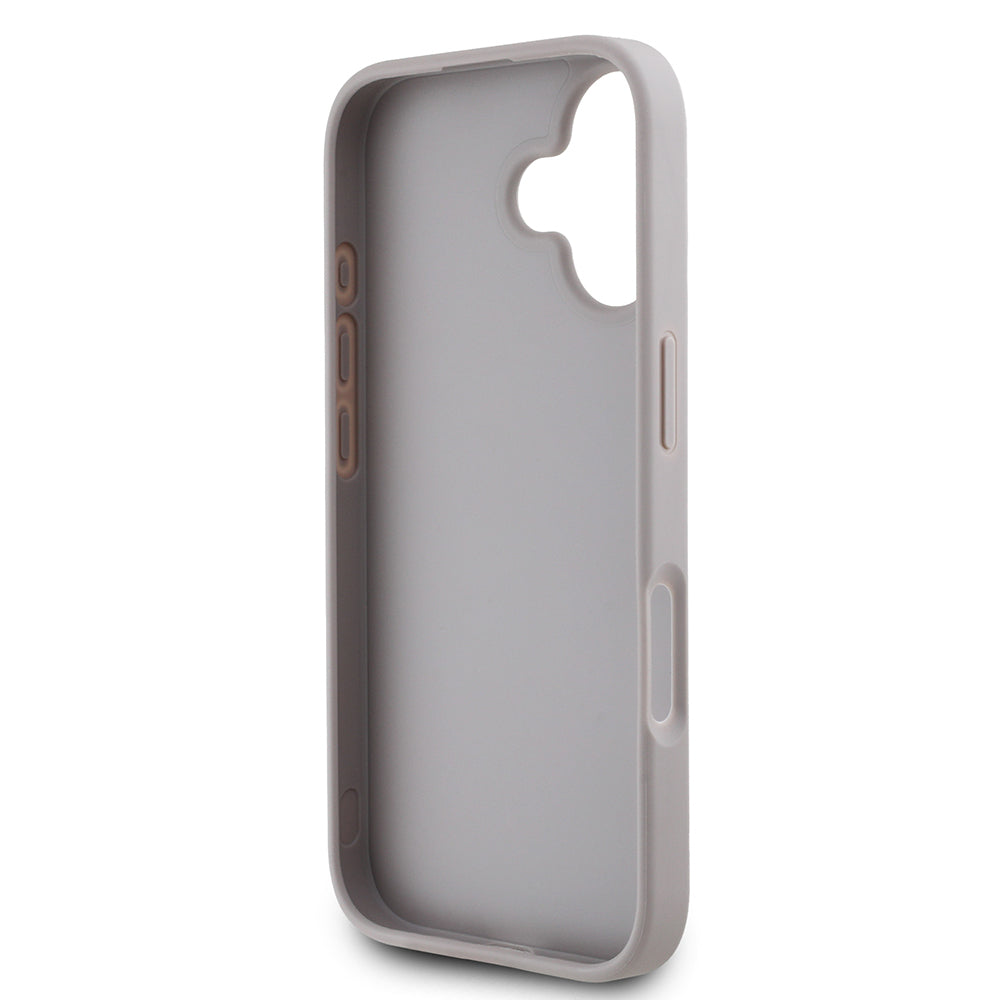 Apple iPhone 16 Kılıf Guess Orjinal Lisanslı Gül Baskılı Büyük Metal Logo Dizaynlı Kapak Pembe